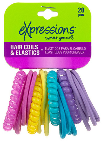 Coiled HAIR Ties & HAIR Elastics Assortment Set - Bright Colors -20-Pack