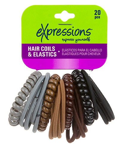 Coiled HAIR Ties & HAIR Elastics Assortment Set - Natural HAIR Colors -20-Pack