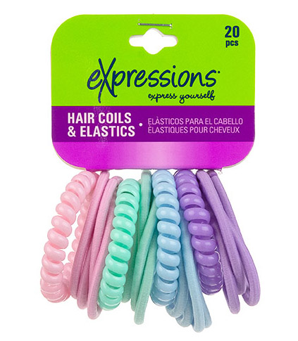 Coiled HAIR Ties & HAIR Elastics Assortment Set - Pastel Colors -20-Pack