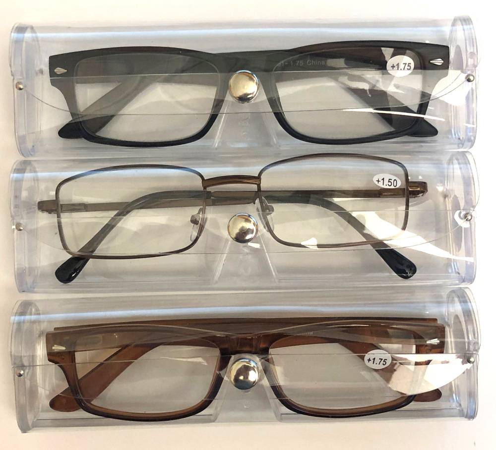 Unisex Spring Temple METAL Reader Glasses w/ Clear Case - 1.50 Power