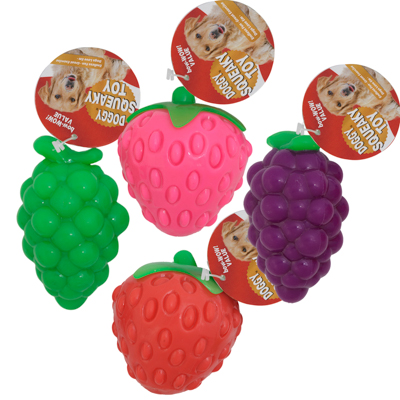 ''Dog TOY Rubber With Squeaker 4 Assorted Fruits In Pdq #gt12368, Gt12367''