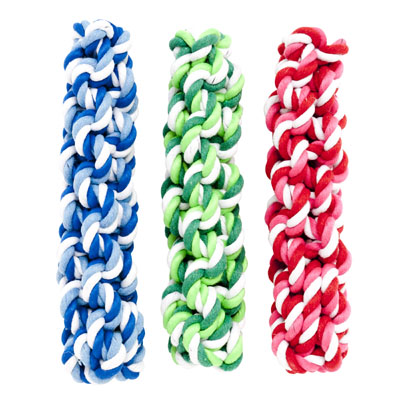 Dog TOY Rope Twist 7.5 Inch 3 Colors W/hang Tag In Pdq