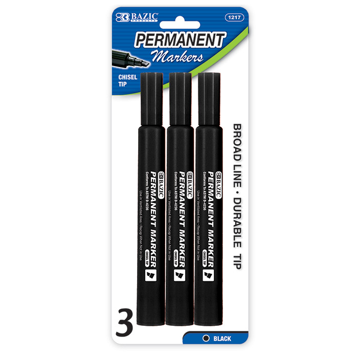 Black Chisel Tip Jumbo Permanent Marker (3/Pack)