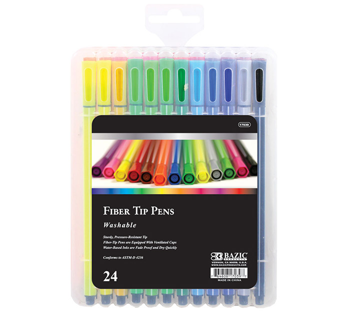 24 Color Washable Fiber Tip PEN