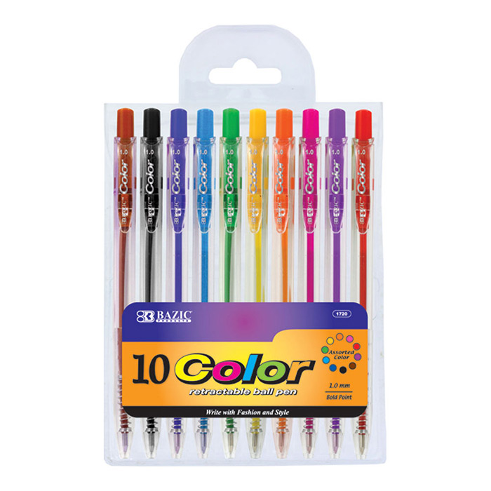 10 Color Retractable PEN