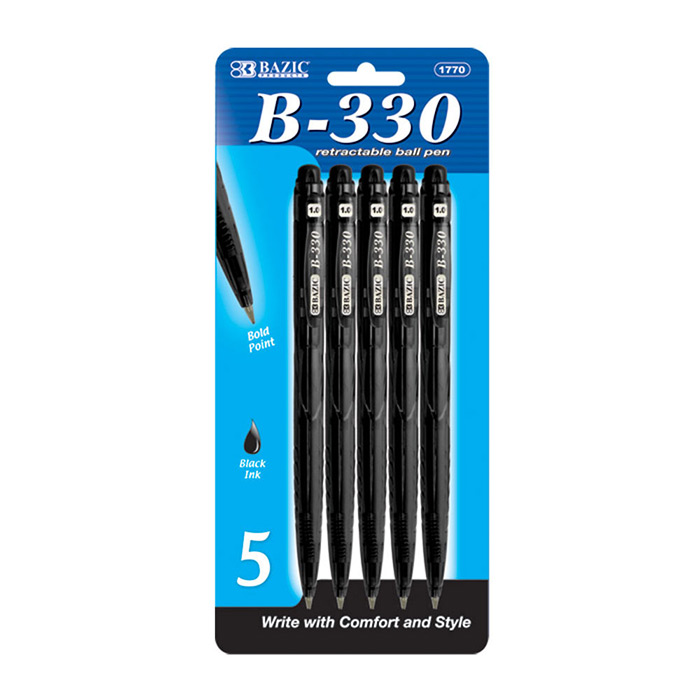 B-330 Black Color Retractable PEN (5/Pack)