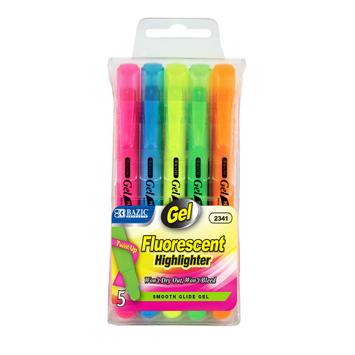 5 Fluorescent Gel Highlighter