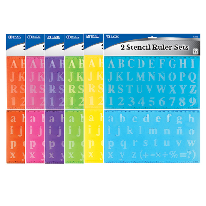 20Mm Size Lettering Stencil Ruler Sets (2/Pack)