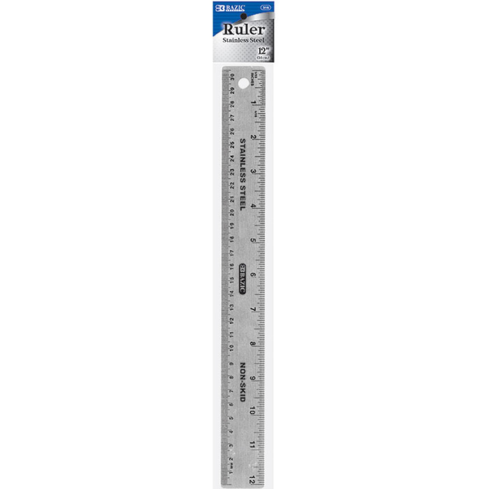 ''12'''' (30Cm) Stainless Steel Ruler w/ Non Skid Back''