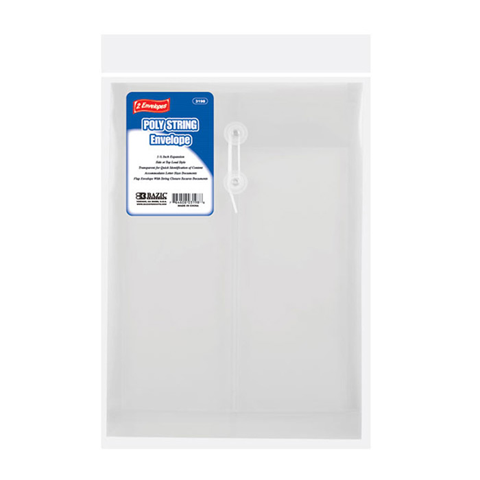 Clear TOP / Side Loading Letter Size String Envelope (2/Pack)