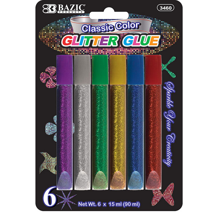 15 Ml Classic Glitter Glue Pen (6/Pack)