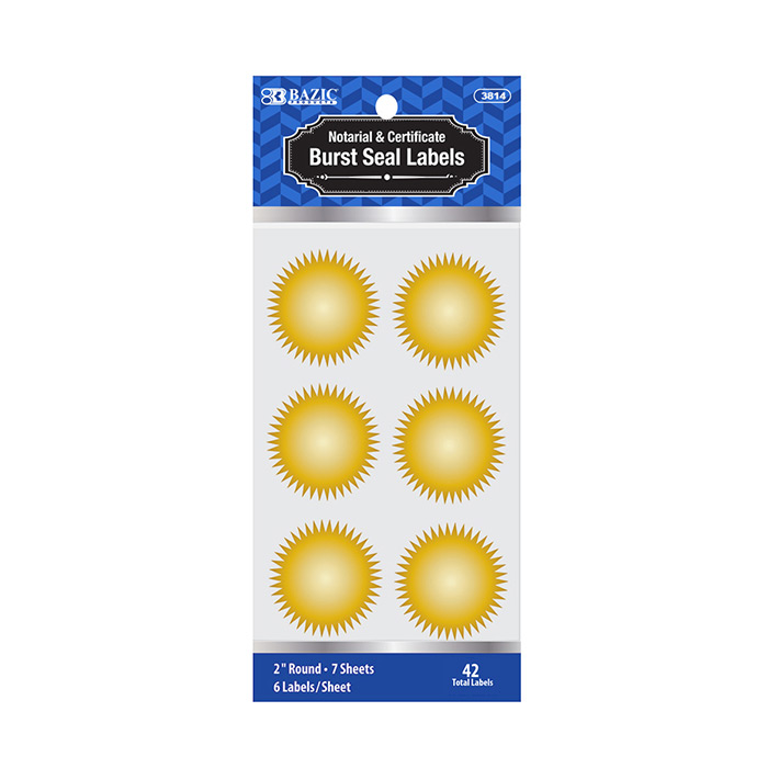 ''2'''' GOLD Foil Notary/Certificate Seal Label (42/Pack)''