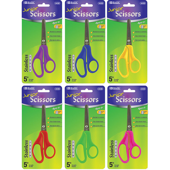 Valor Products 5-Inch Soft Grip Stainless Steel Safety Scissors Bulk Set - Wholesale  School Supplies
