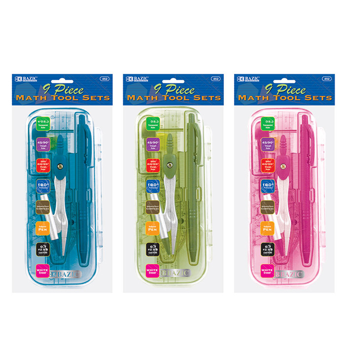 Bright Color 9 Pcs. Math Tool Sets