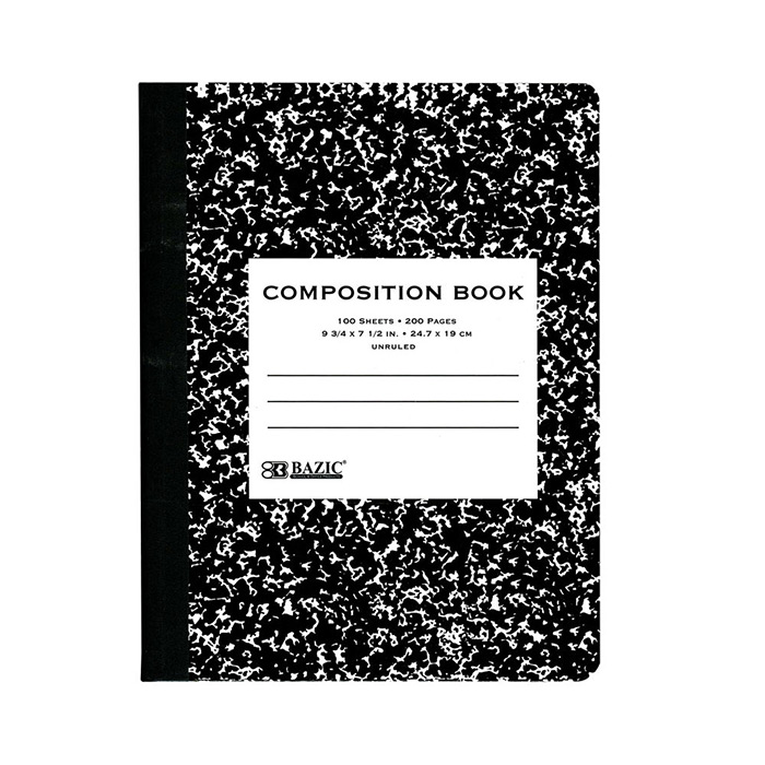 Unruled 100 Ct. Black Marble Composition BOOK