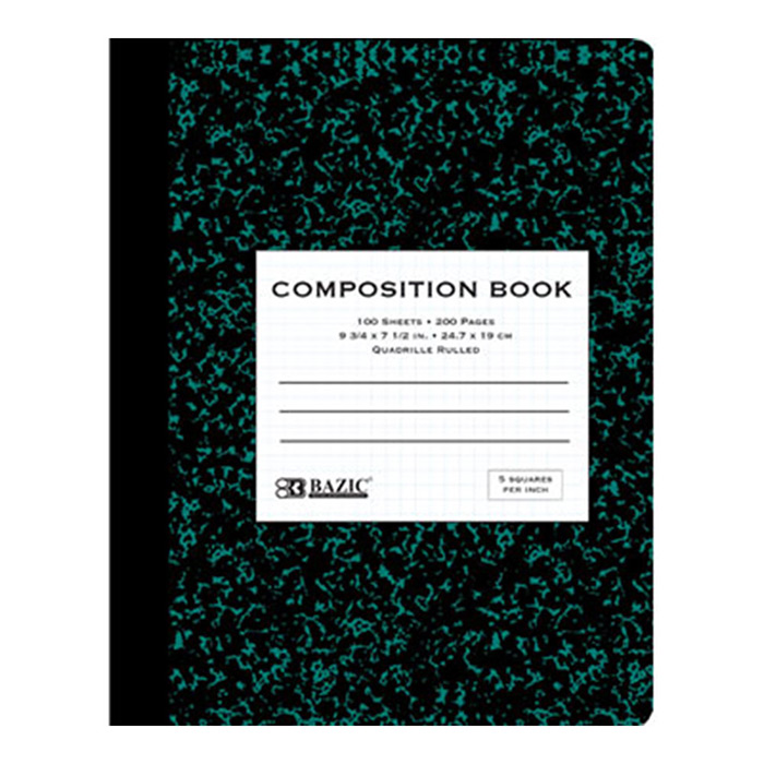 ''100 Ct. 5-1'''' Quad-Ruled Marble Composition BOOK''