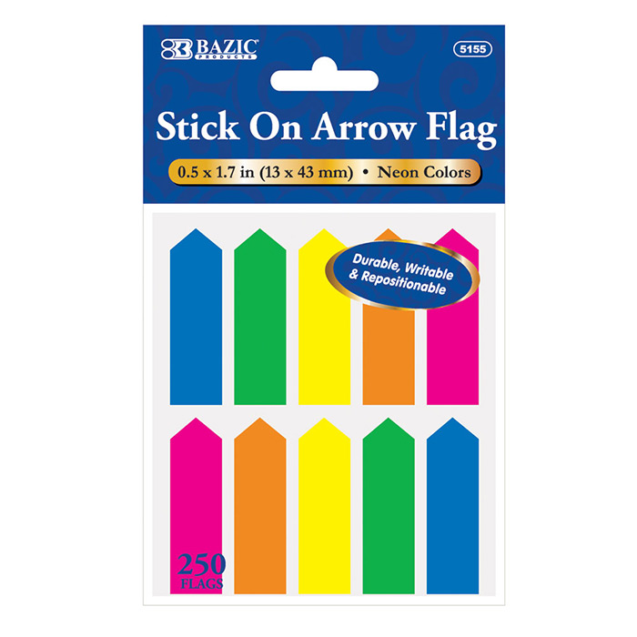 ''25 Ct. 0.5'''' X 1.7'''' Neon Color Arrow FLAGs (10/Pack)''