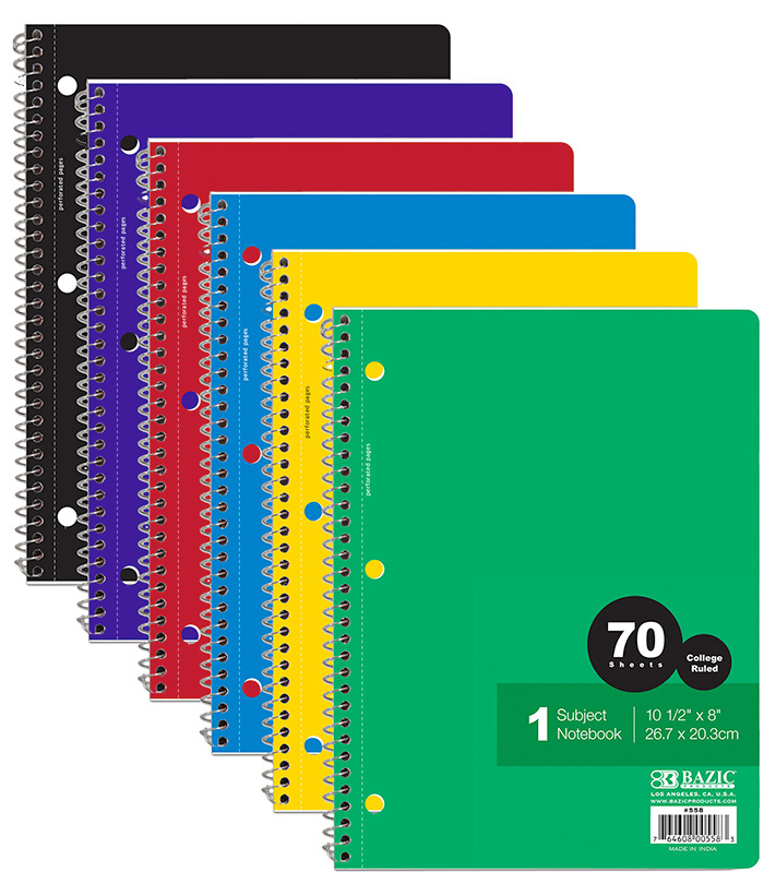 C/R 70 Ct. 1-Subject SPIRAL Notebook