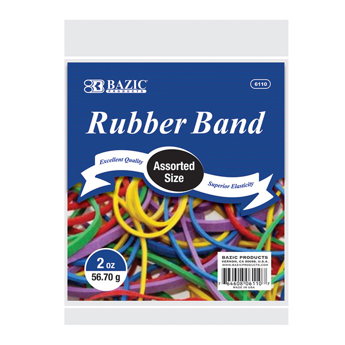 2 Oz./ 56.70 G Assorted Sizes And Colors RUBBER BANDS