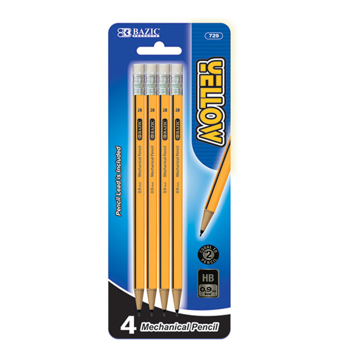 Yellow 0.9Mm 2B Mechanical PENcil (4/Pack)