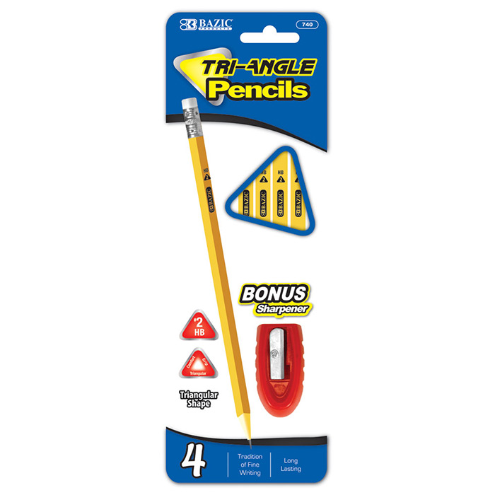 4 #2 Triangle Yellow PENCIL w/ Sharpener