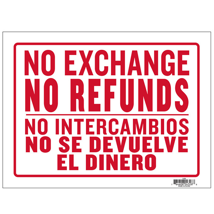 ''12'''' X 16'''' No Intercambios No Se Devuelve El Dinero SIGN''