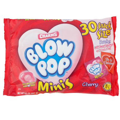 CHARMs Blow Pop Valentine Minis Snack Size Laydown Bag 8.5 Oz