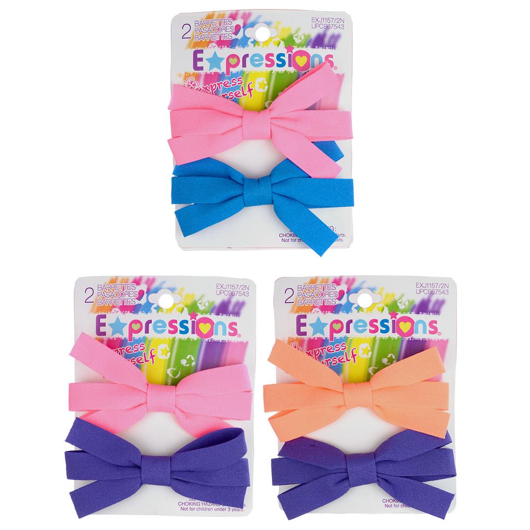 2 Pc Cotton Satin BOW Barrettes