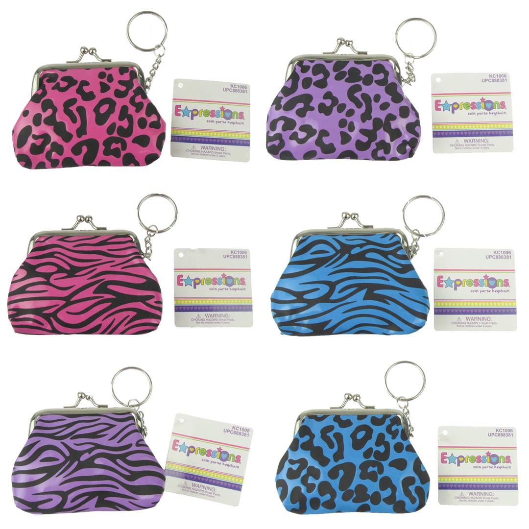 ANIMAL Print PVC Coin Purse Key Ring