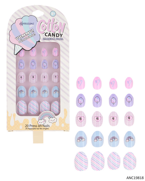 Hopes & Dreams Ice Pop Printed Press On Nails w/ Cloud & Cotton Candy Print