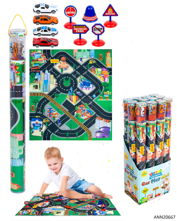 12 PC CARs Playset w/ Street Play Mat