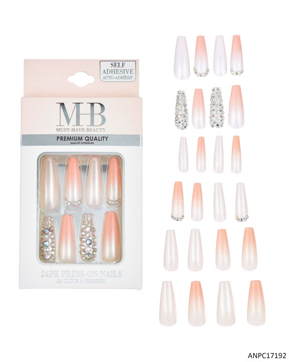 MHB (Must Have Beauty) Premium Coffin Shaped Ombre & Glitter Faux NAILs - 24-Pack