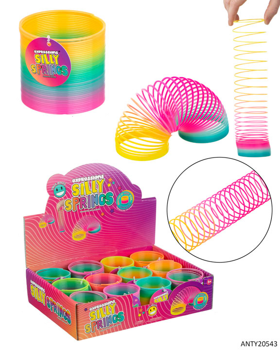 Silly Coil Spring TOYS w/ Retail Display - Ombre Rainbow