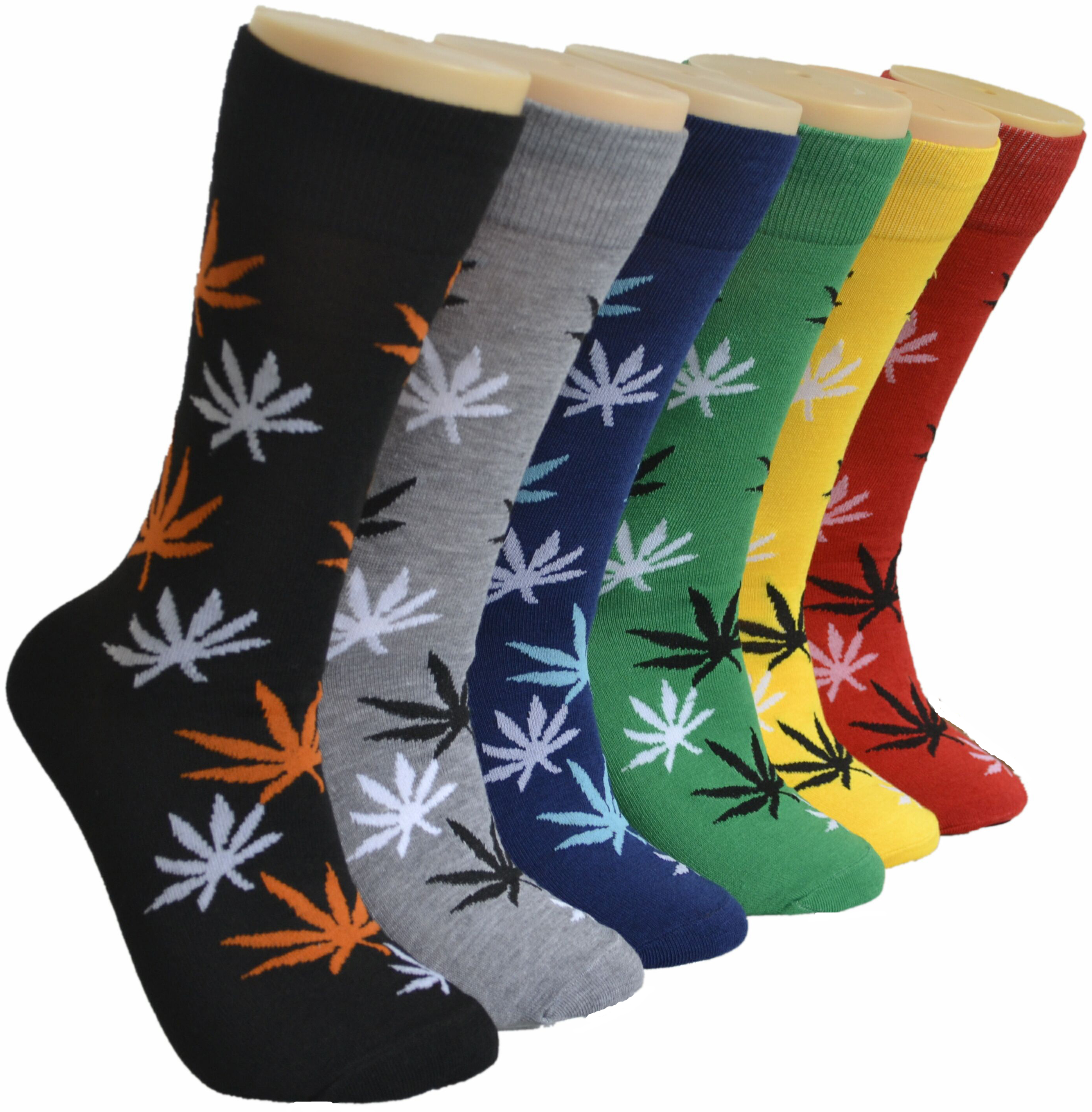 Men's Novelty Crew SOCKS - Marijuana Leaf Print - Size 10-13