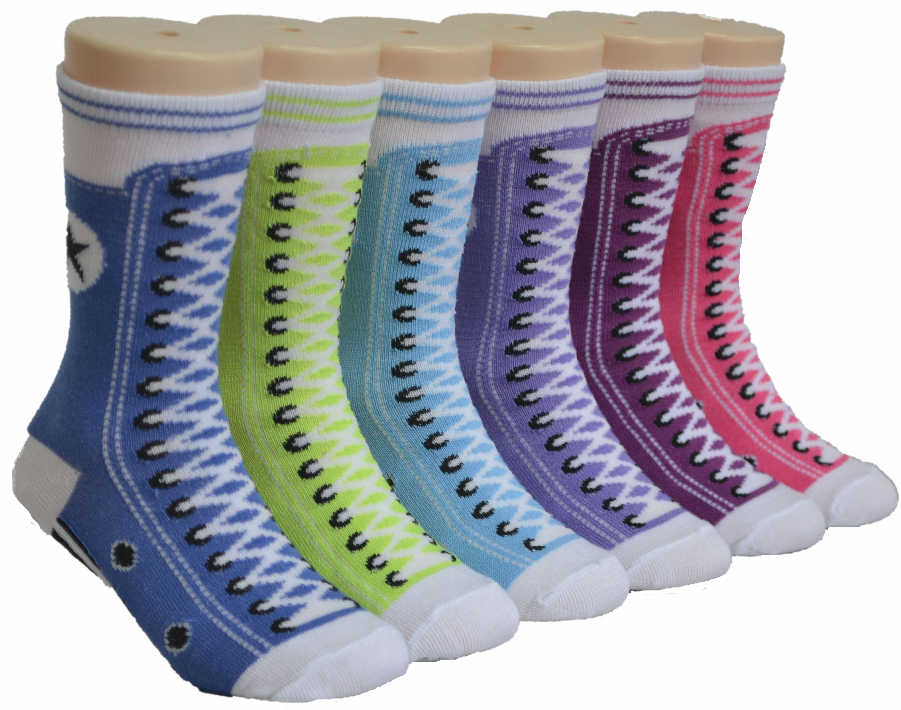 Boy's & Girl's Novelty Crew Socks - Colorful SNEAKER Print - Size 6-8