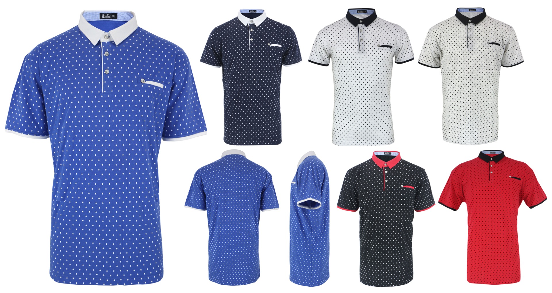 Men's Active POLO SHIRTs - Dot Prints - Sizes Small-2X