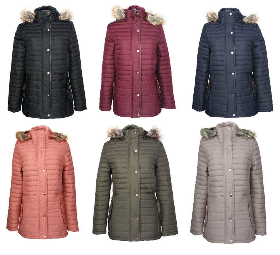 Women's Plus Size Mid Length Puffer Down Winter Jackets w/ Faux Fur Lining & Detachable Hood - Choos