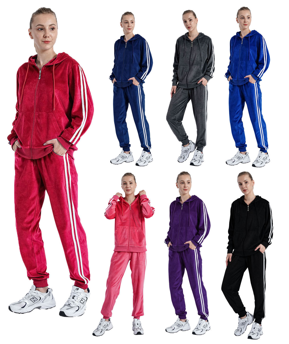 Women s Plus Size 2 Piece Soft Athletic Sweatsuit Jogger Sets w