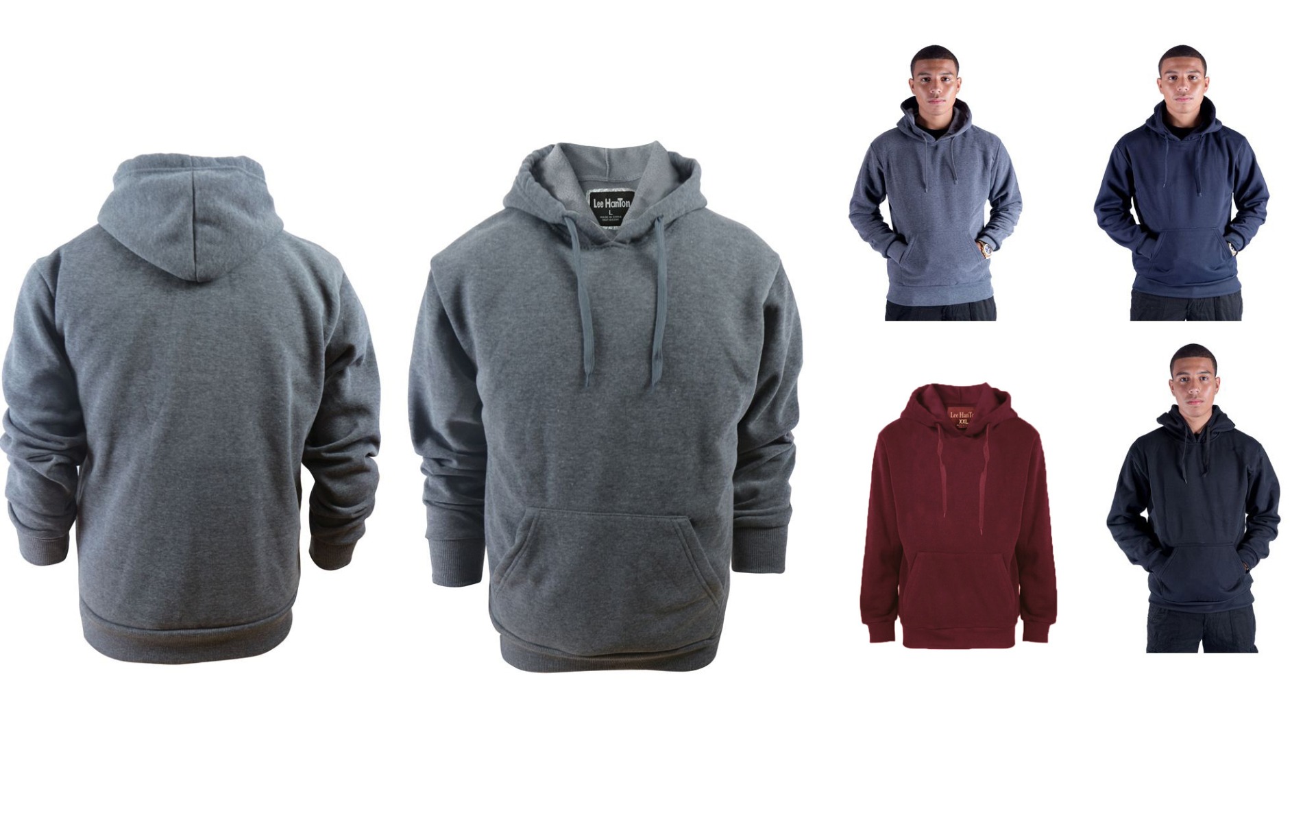 Men's Solid Color Pullover Fleece Hoodies - Choose Your Color(s)