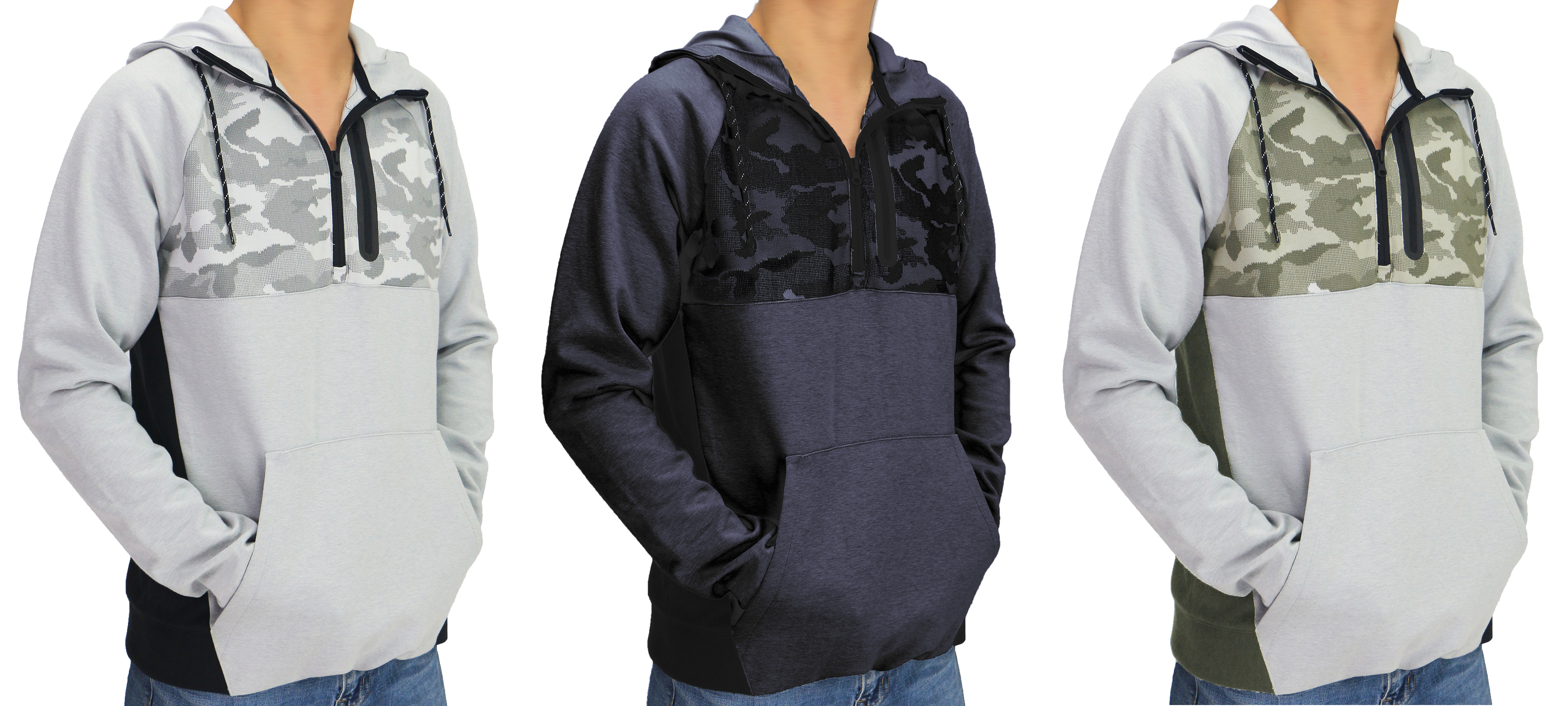 Men's Hooded Half Zip SWEATSHIRTs - Choose Your Color(s)