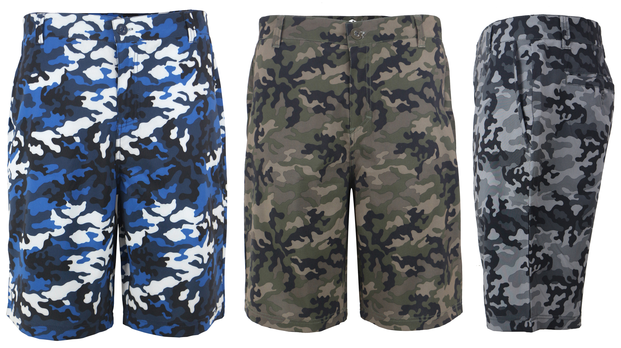 ''Men's 21'''' Amphibian SHORTS w/ Front Side Pockets - Camouflage Prints - Sizes 30-40''