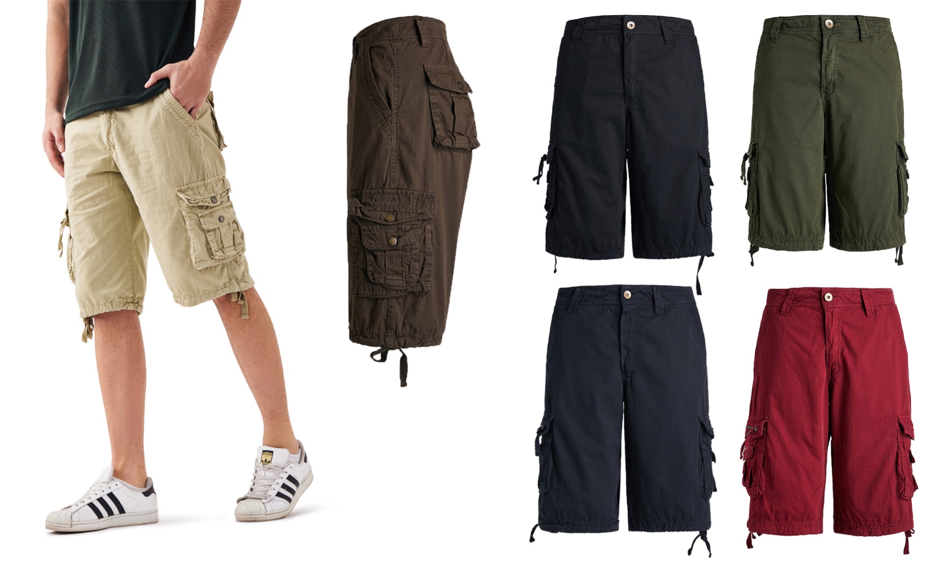 Men's Cargo Twill SHORTS w/ 8-Pockets - Choose Your Color(s)