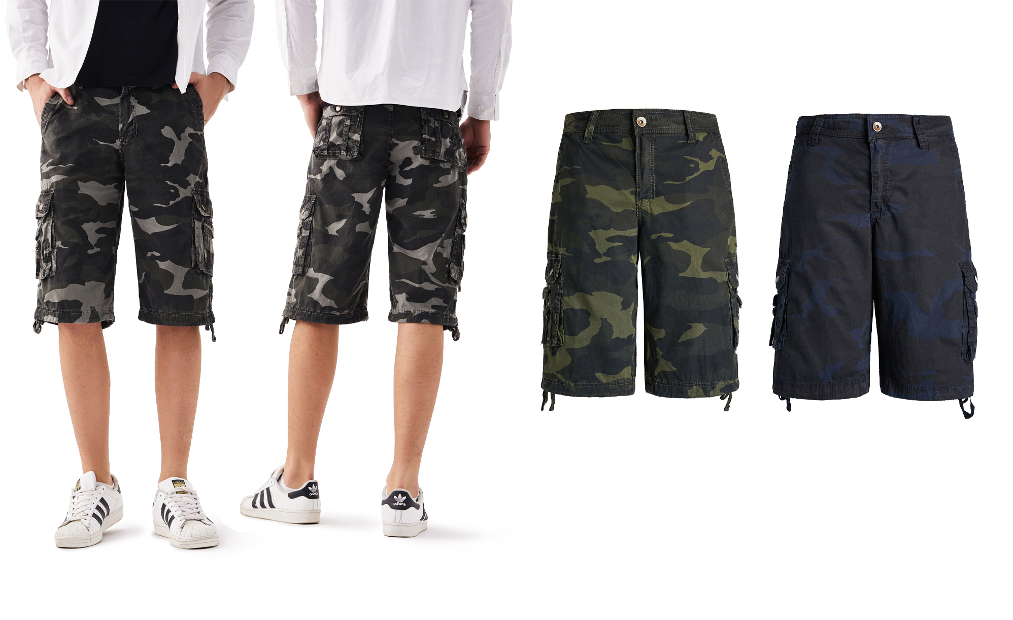 Men's CARGO Twill SHORTS w/ 8-Pockets - Camo Print