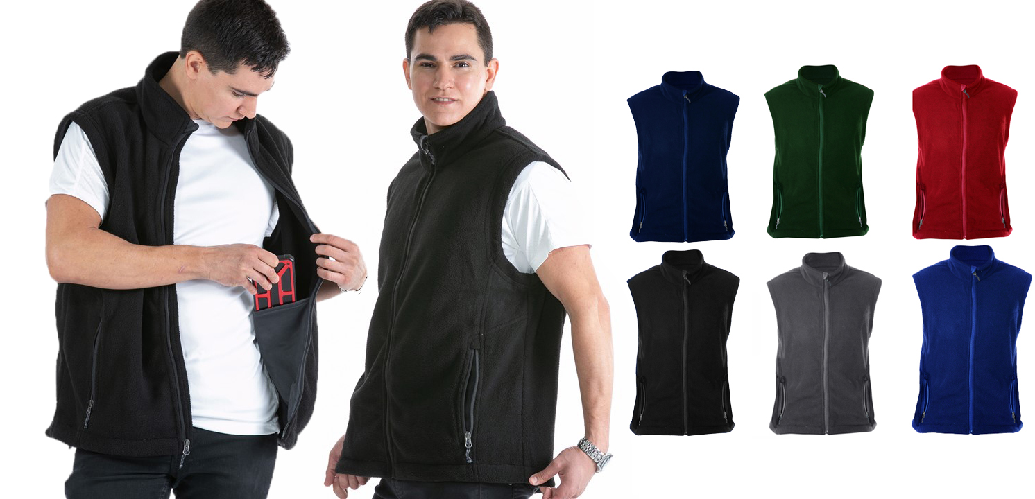 Men's Fleece Zip-Up Vest w/ Cargo ZIPPER Pockets - Choose Your Color(s)