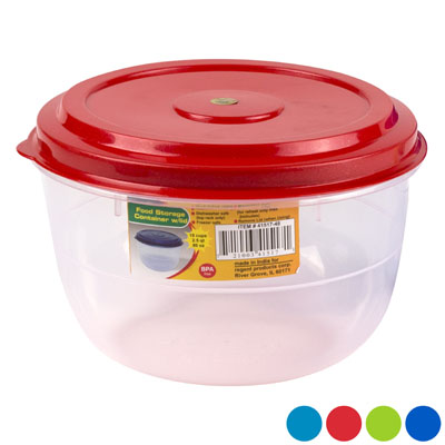 FOOD Storage Container 2.5 Qt4 Lid Colors/clear Bottom