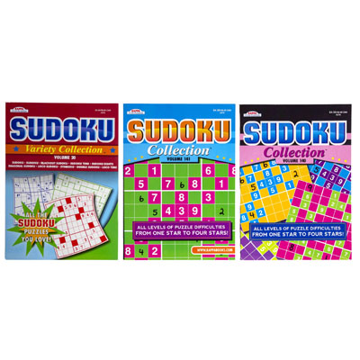 Sudoku Puzzle BOOK Collection3 Asst 120pc Floor Disp $4.95ppmade In Usa