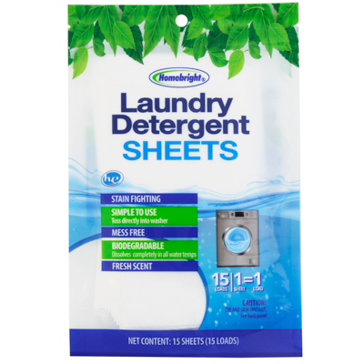 Laundry Detergent 15ct SHEETS 24pc Pdq Home Bright