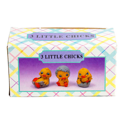 FIGURINEs Ceramic Chicks 3 In Color Box