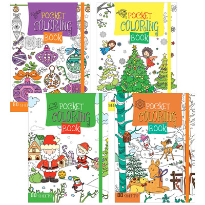 Christmas COLORING BOOK Pocket Sz 80 Pg 4 Assorted In Pdq