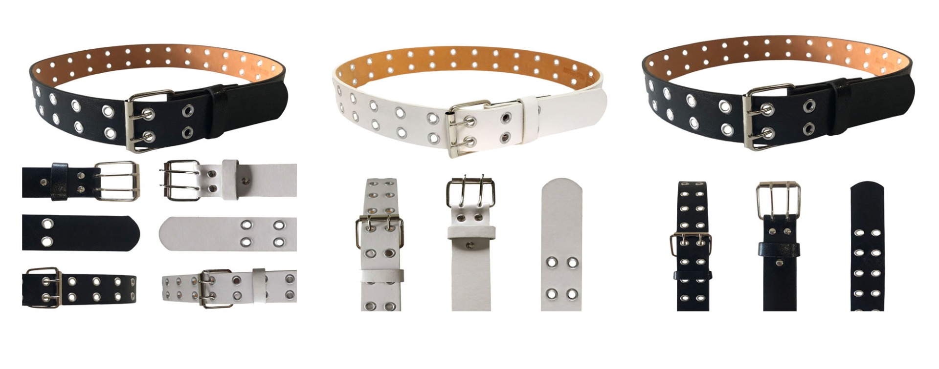 Men's LEATHER Double Grommet Belts - Choose Your Color(s)